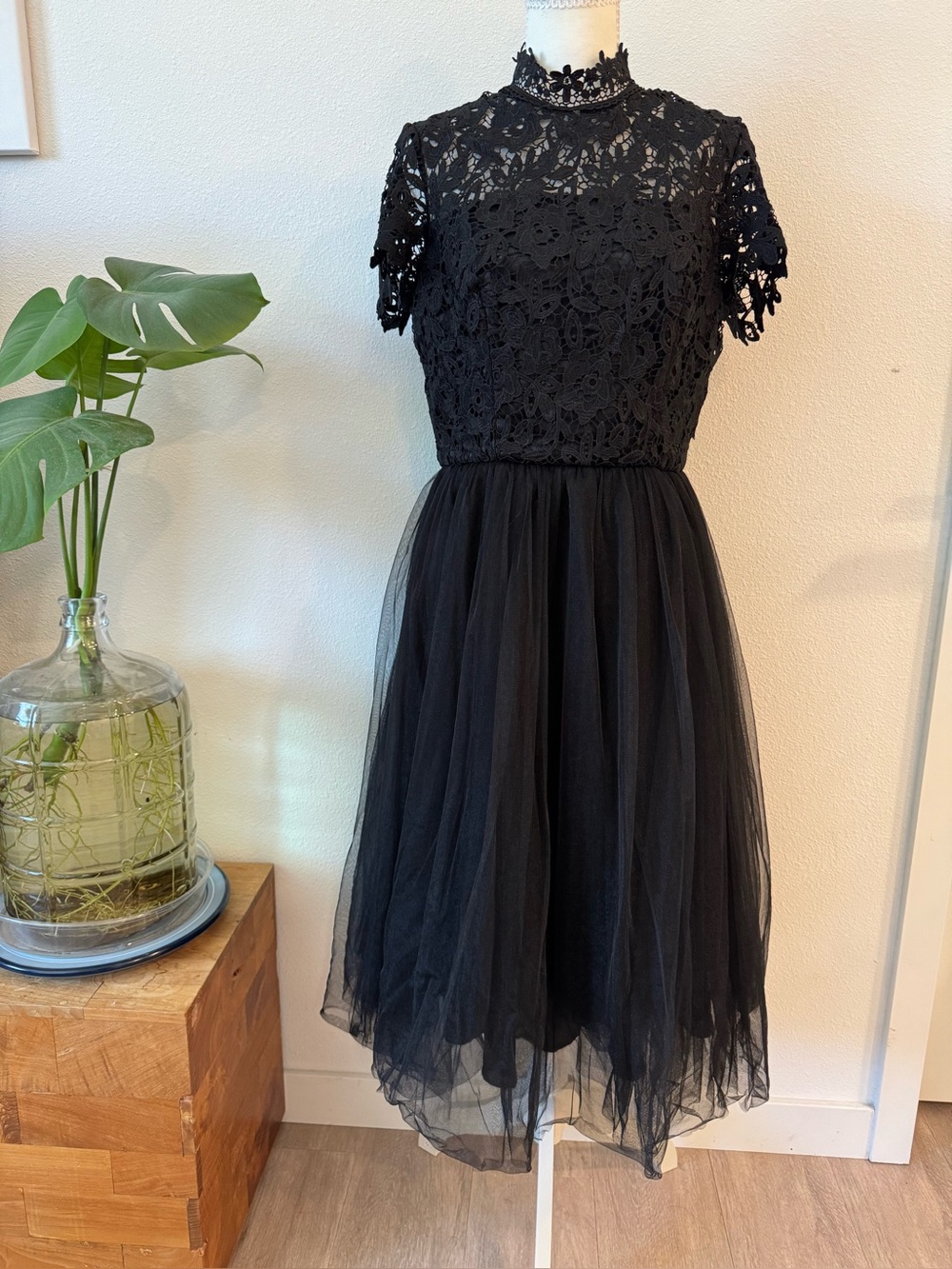 Chi Chi London Black Lace & Tulle Party Dress